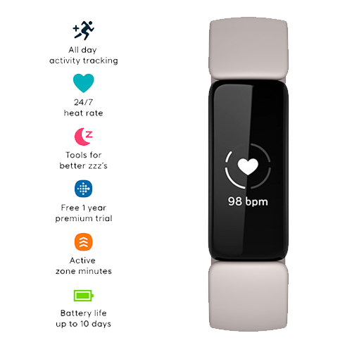 FITBIT - TRACKER INSPIRE 2 LUNAR COLOR BLANCO  DE SILICONA (FB418BKWT)