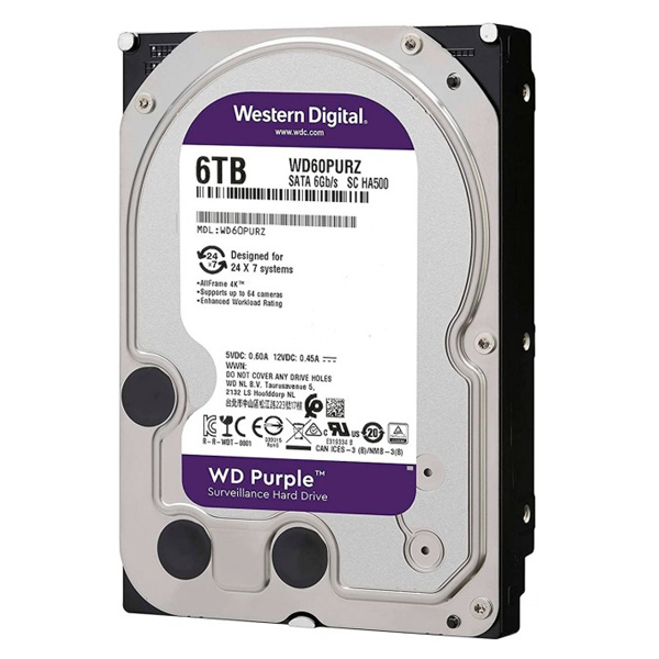 WESTERN DIGITAL - D/S PURPLE WD60PURZ  6TB SURVEILLANCE 64MB INTELLIPOWER (WD60PURZ)
