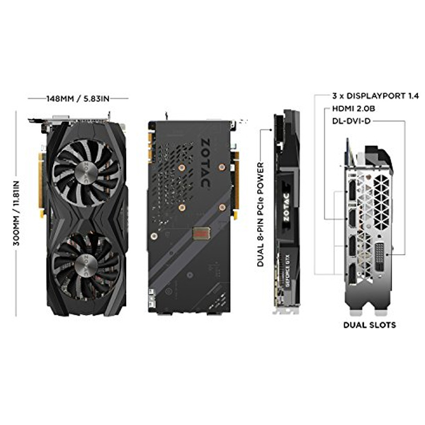 ZOTAC - TARJETA GRAFICA GEFORCE GTX 1070 TI AMP EDITION GEFORCE GTX 1070 8GB GDDR5 (ZT-P10710C-10P)