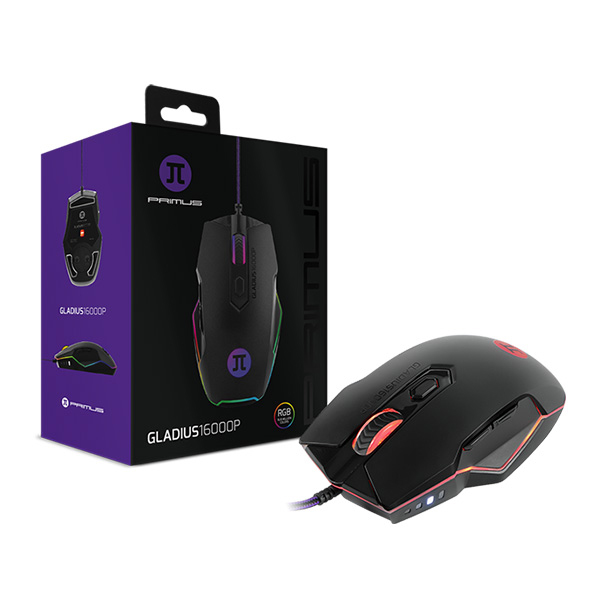 PRIMUS GAMING - MOUSE GAMING GLADIUS 16000 DPI RGB 6BOT AJUSTE PESO (PMO-301)