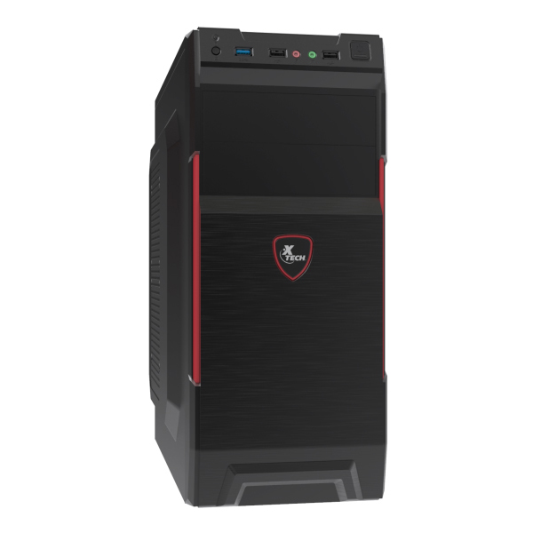 XTECH - XTECH XTQ-214 MID TOWER ATX 600 WATT BLACK AND RED- USB/AUDI (XTQ-214)