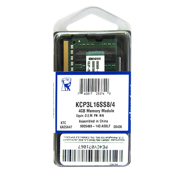 KINGSTON - 4GB DDR3-1600MHz LOW VOLTAGE (KCP3L16SS8/4)