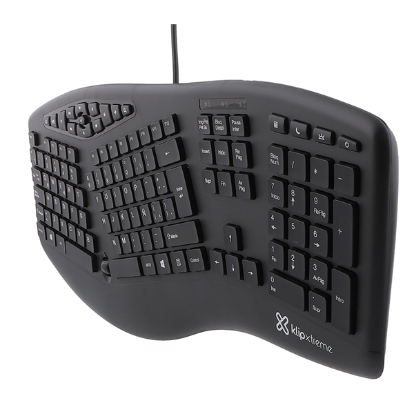 KLIP XTREME - TECLADO ERGONOMICO USB CON RUEDA DE DESPLAZAMIENTO (KBK-250)