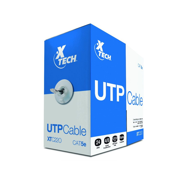 XTECH - CAJA CABLE UTP CAT5E GRIS DE 305 MTS ALEACION (XTC-220)