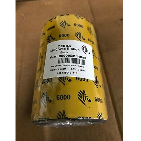 ZEBRA - 24 ROLLOS TRANSF TÃ‰RMICA RIBBON 110MMX450M 6000WAX (06000BK11045)