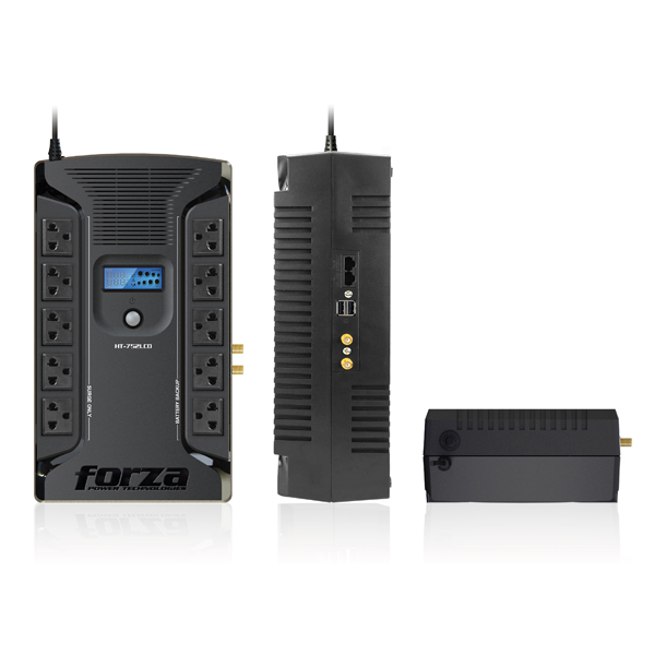 FORZA - UPS INTERACTIVA 750VA / 375W 220V 12 TOMAS NACIONAL 2USB (HT-752LCD-C)