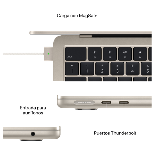 APPLE - APPLE MACBOOK AIR DE 13.6, CHIP M2, 8GB RAM, 512GB SSD, 2022, STARLIGHT (MLY23CI/A)