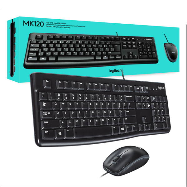 LOGITECH - COMBO ALAMBRICO TECLADO + MOUSE MK120 ANTIDERRAME (920-004428)