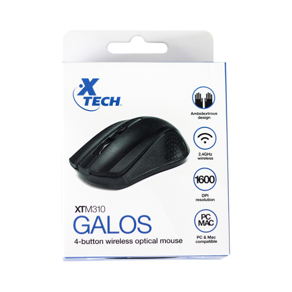 XTECH - MOUSE INALAMBRICO 1600DPI 4 BOTONES NEGRO (XTM-310BK)