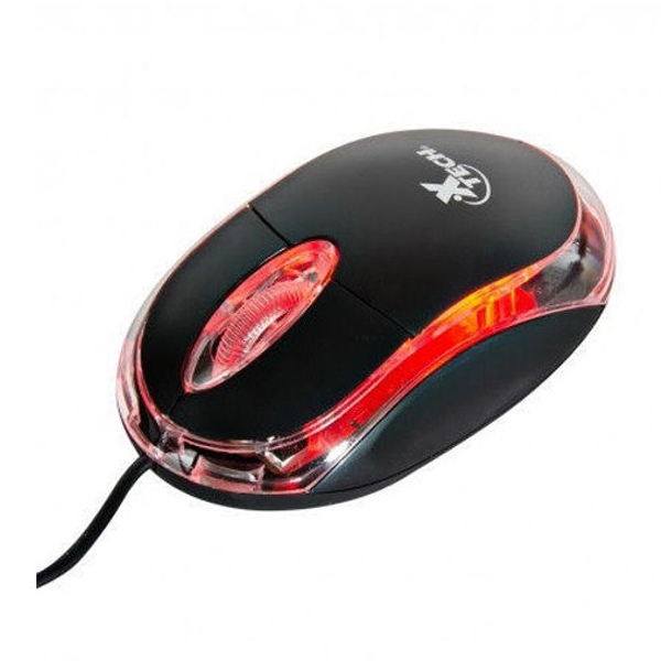 XTECH - MOUSE OPTICO 3 BOTONES USB NEGRO-ROJO (XTM-195)