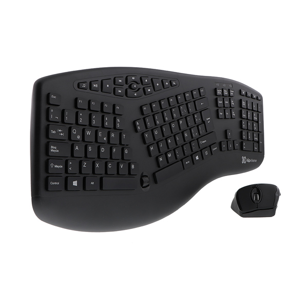 KLIP XTREME - KIT TECLADO MOUSE ERGONOMICO INALAMBRICO CON SCROLL (KBK-500)