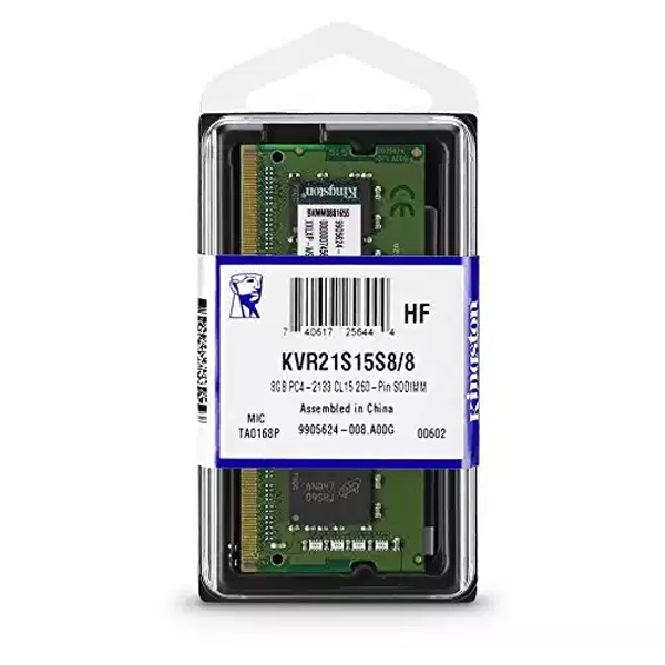 KINGSTON KVR 8GB 2133MHZ DDR4 NON-ECC CL15 SODIMM 1RX8 (KVR21S15S8/8)