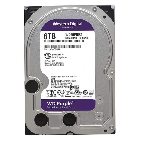 WESTERN DIGITAL - D/S PURPLE WD60PURZ  6TB SURVEILLANCE 64MB INTELLIPOWER (WD60PURZ)