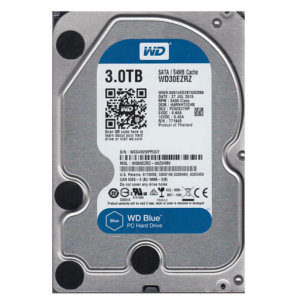 WESTERN DIGITAL - DISCO DURO 3TB BLUE 64MB 3.5IN SATA 6GB/S 5400RPM (WD30EZRZ)