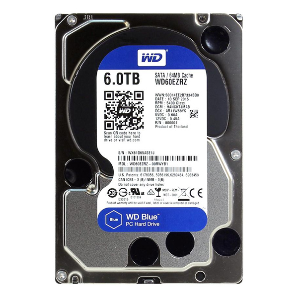 WESTERN DIGITAL - DISCO DURO HARD DRIVE 6TB BLUE 64MB 3.5IN SATA 6GB/S 5400RPM (WD60EZRZ )