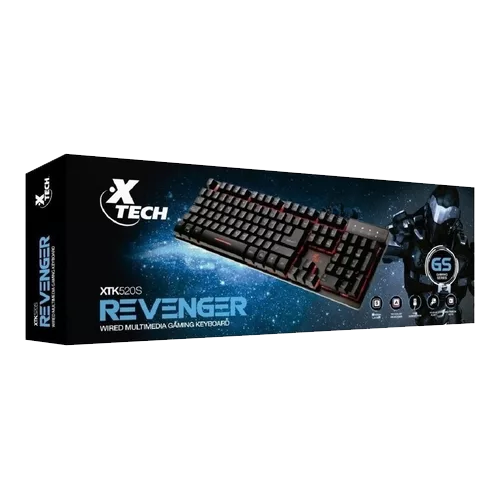 XTECH - TECLADO GAMER REVENGER USB ILUMINACION TRICOLOR (XTK-520S)